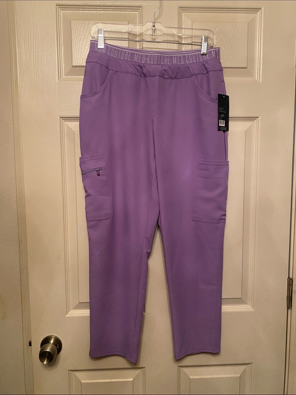 NWT Med Couture woman’s lavender Cargo Scrub Pants
